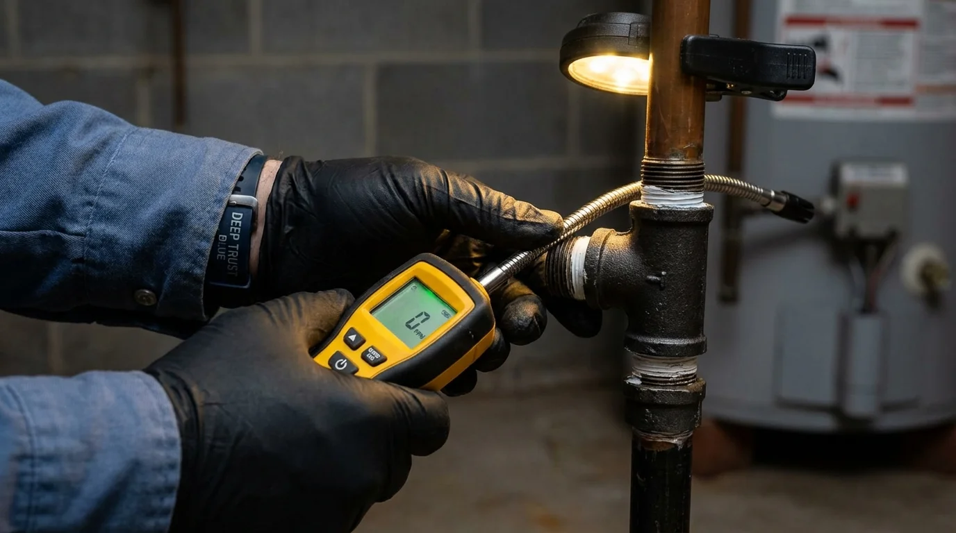 Gas leak detection with electronic sniffer by Johns Plumbing LLC in Walls