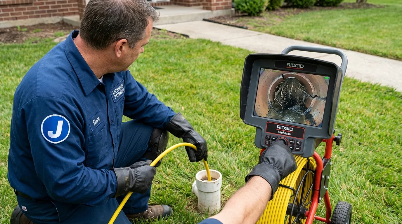 Sewer camera inspection being performed by Johns Plumbing LLC in Walls